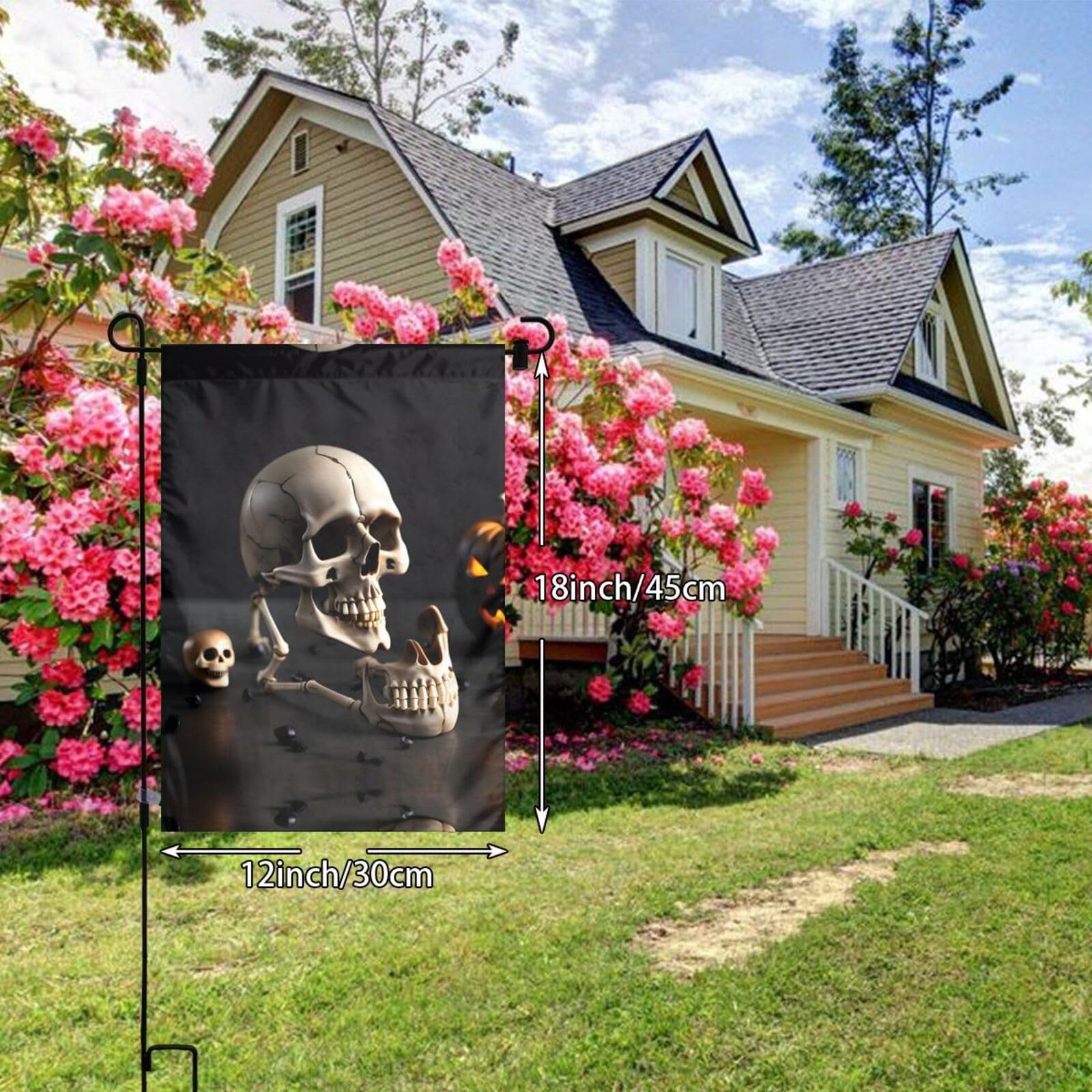 DLZDN Halloween-Gartenflagge – Totenkopf-Design, Doppelseitig, 30,5 X 45,7 Cm