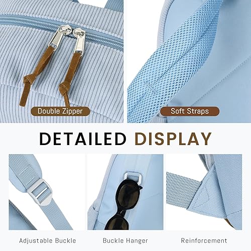 Miniatura 7 de mygreen Mochila escolar de pana para adolescentes, niñas y niños, bolsa para laptop ligera de 17.7 pulgadas con funda acolchada, bolsa de libros