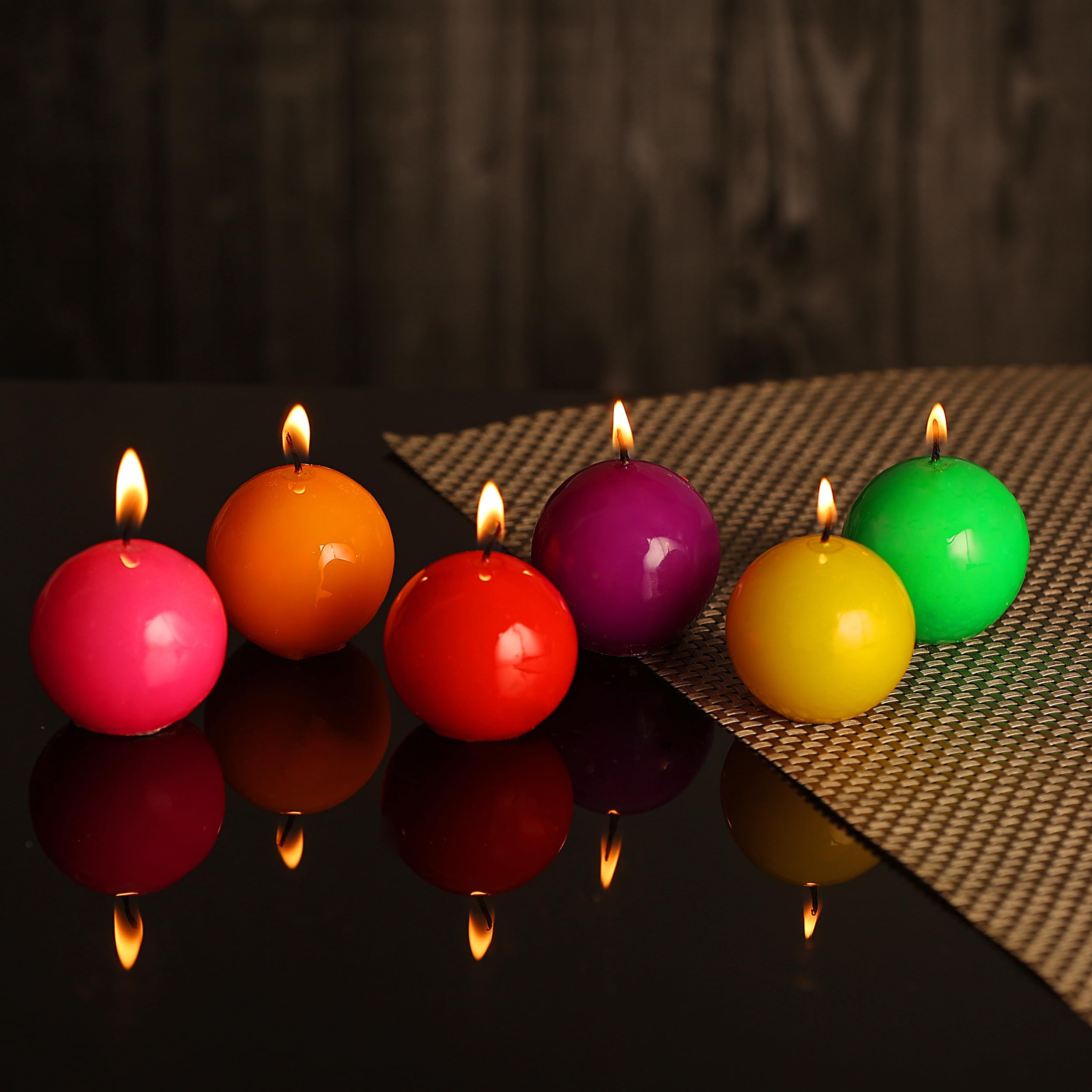 prosperro lumo by parkash candles (2x2 inch) multi colour round-shaped sphere ball candles || home decoration || set of 6