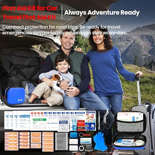 Miniatura 8 de Kit de primeros auxilios de 120 piezas para viajes, automóvil y supervivencia de emergencia, suministros médicos compactos e impermeables con