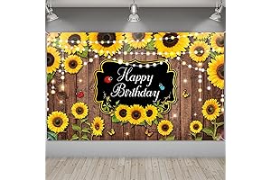 Sunflower Rustic Wood Happy Birthday Banner