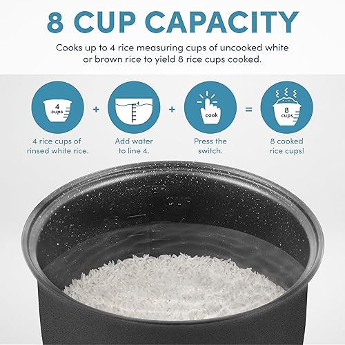 Miniatura 5 de AROMA Multicocina digital de arroz y granos, 8 tazas (cocidas)  2 cuartos de galón, olla interior antiadherente duradera, avena, vapor, arroz blanco