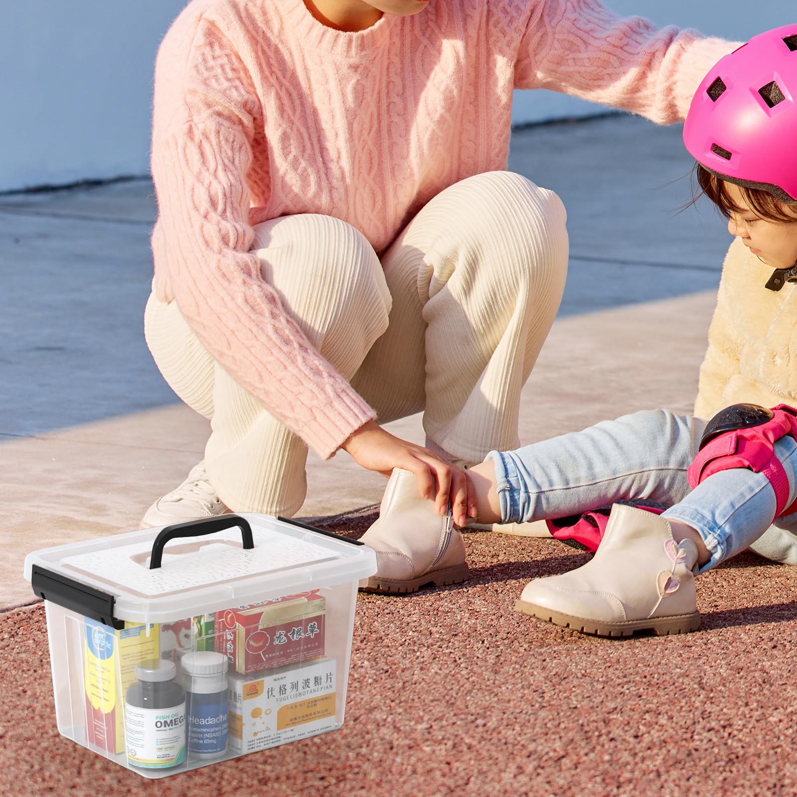 3 L Contenitori Scatola Box in Plastica Trasparente con Coperchio, 22 x 16,5 x 13 cm, Confezione da 6