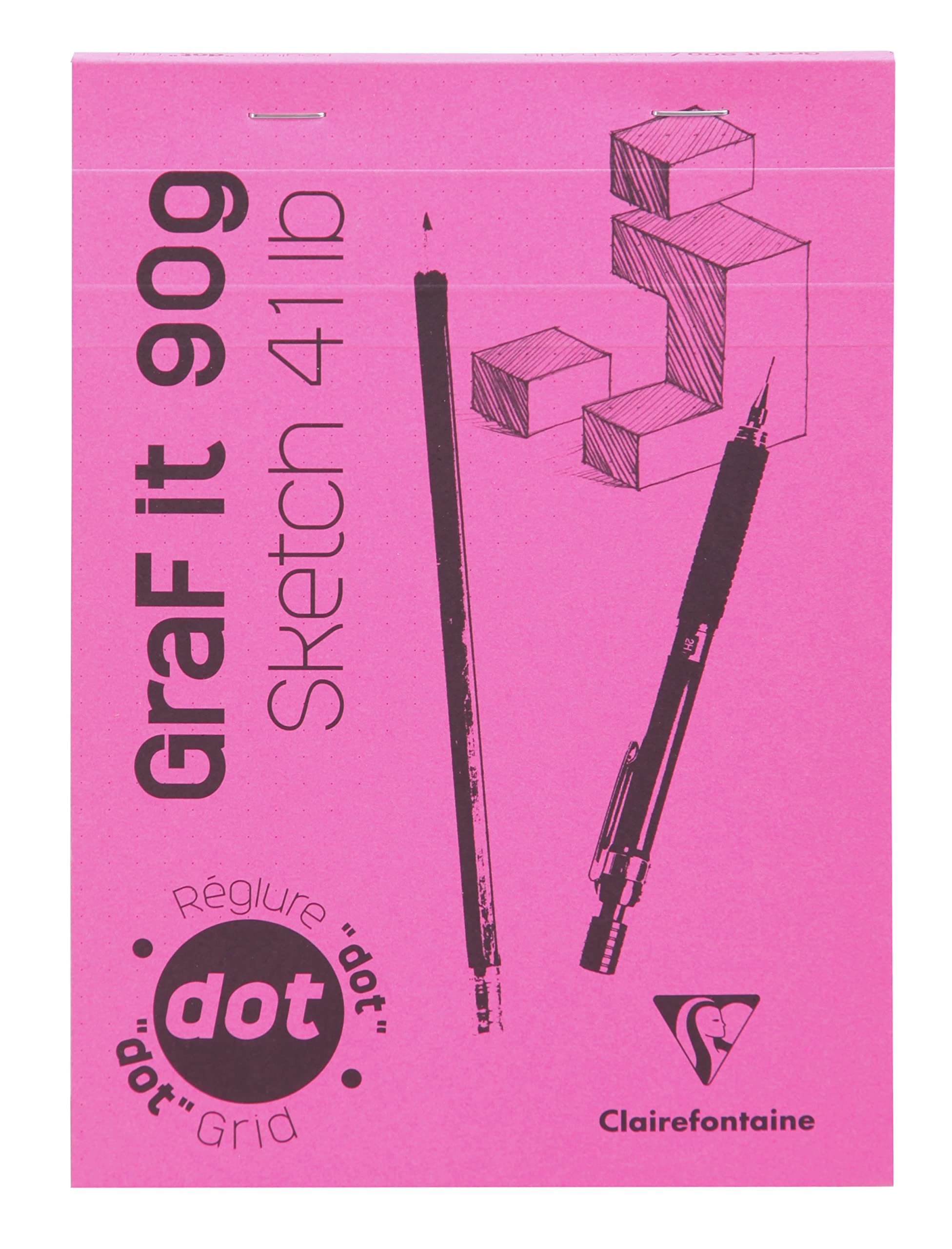 Clairefontaine 96651C - Packung mit 10 Skizzenblöcken GRAF IT, DIN A5 14,8x21cm, kopfseitig geheftet, Dot Lineatur 80 Blatt 90g, farbig sortiert, 1 Pack