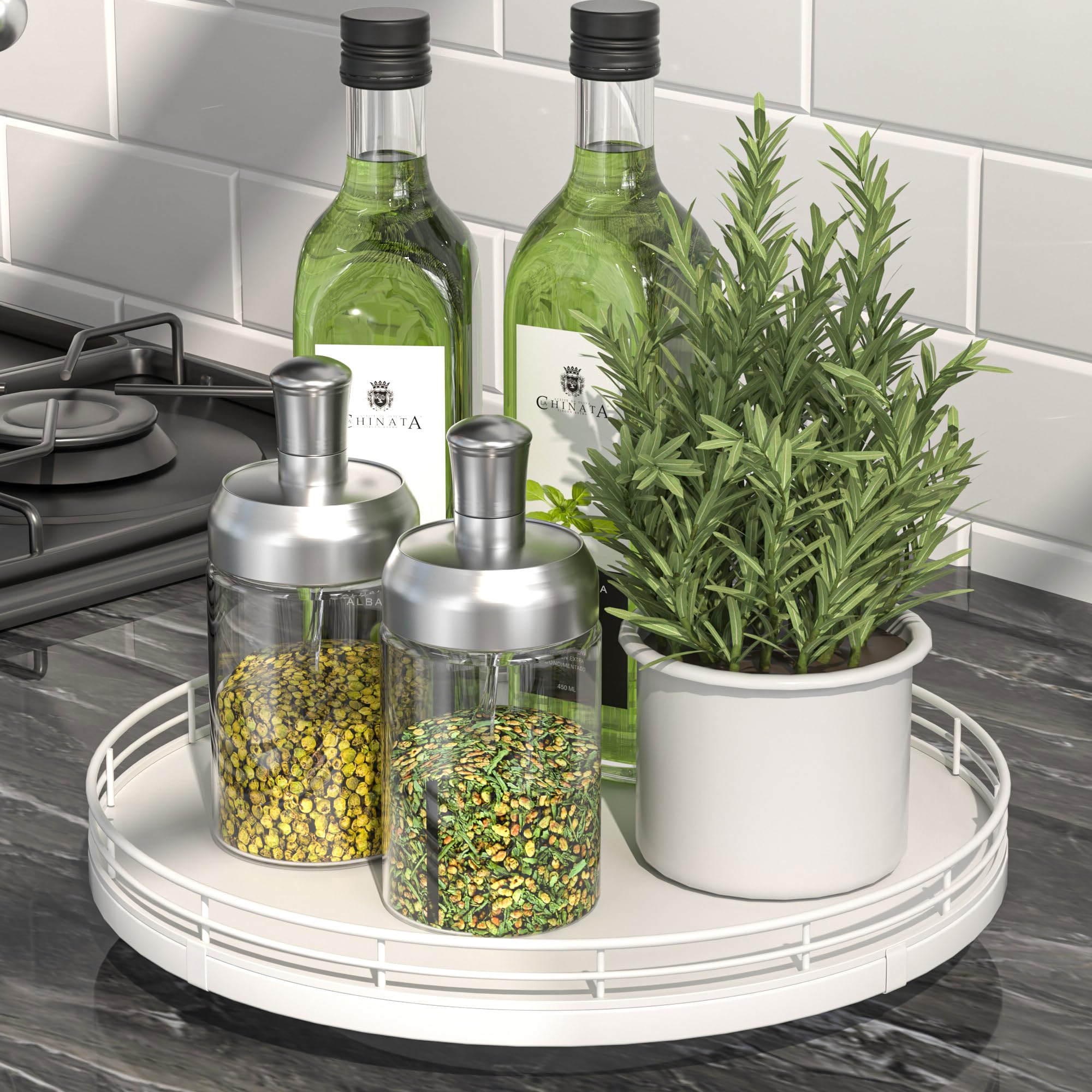 10" Oak Wood Lazy Susan Organizer, Lazy Susan for Cabinet Dining Table Pantry Wood Turntable Organizer Tray for Coffee Table Kitchen Countertop Salt