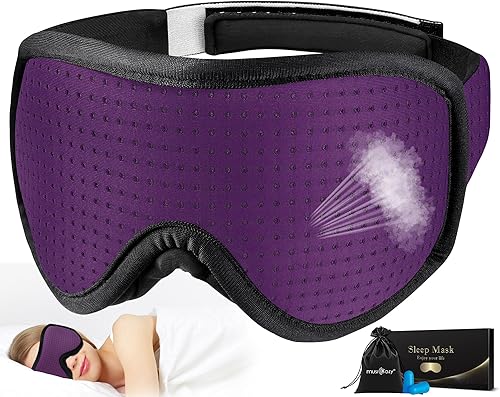 Miniatura 8 de MUSICOZY Máscara para dormir, antifaz para dormir, transpirable, para hombres y mujeres, comodidad 3D contorneada para dormir de lado, máscara de