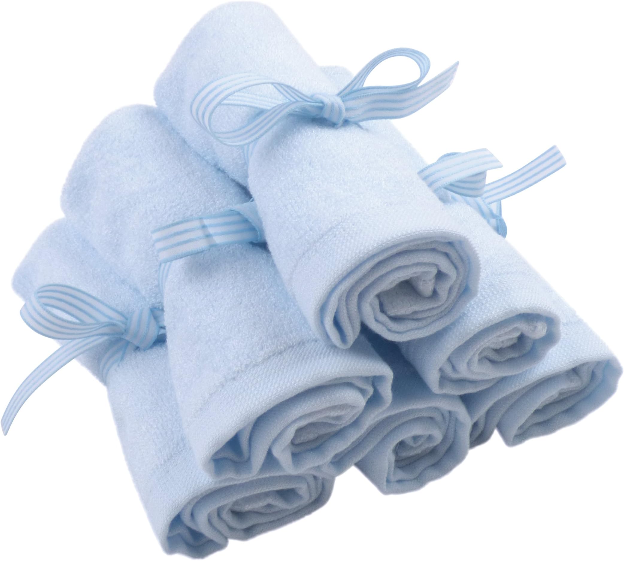 Bamboo Baby Washcloths – Softest, Natural Cloths Perfect for Sensitive Skin – 6 Premium Quality Wash Clothes Guaranteed Best Towels – Blue