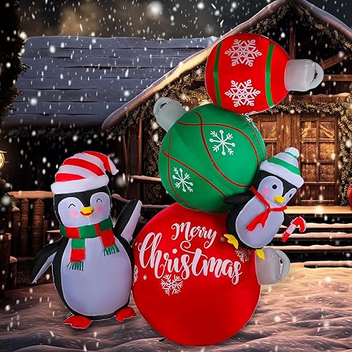 Miniatura 7 de Osos polares inflables de Navidad de 6.5 pies, pingüinos con luz LED, oso de Navidad, pingüinos de oso de Navidad, decoración al aire libre para