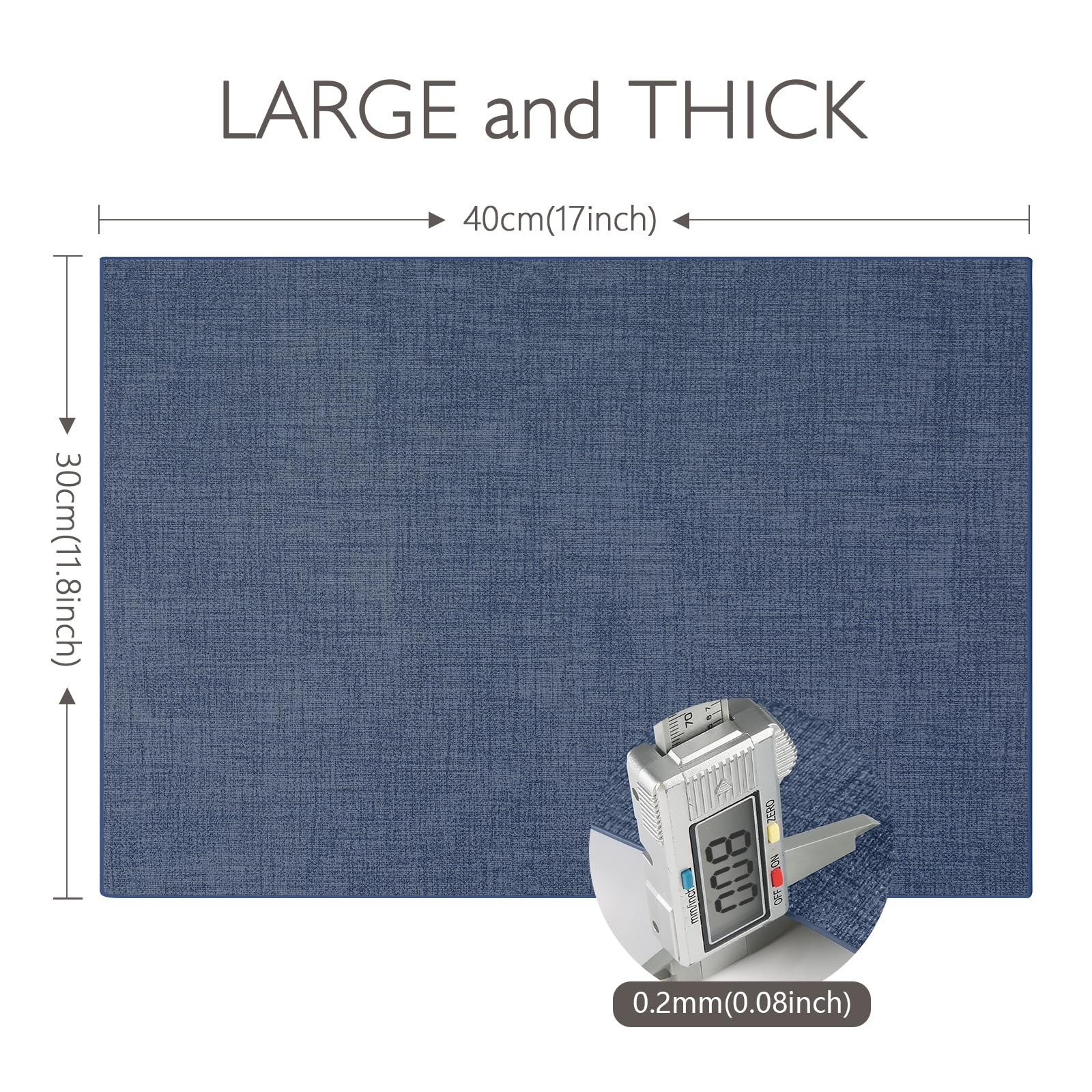 Set di 6 tovagliette in ecopelle lavabili in poliuretano per tavolo da cucina, resistenti al calore, impermeabili, facili da pulire, antiscivolo, 30 x 43 cm (blu scuro, 6 pezzi)