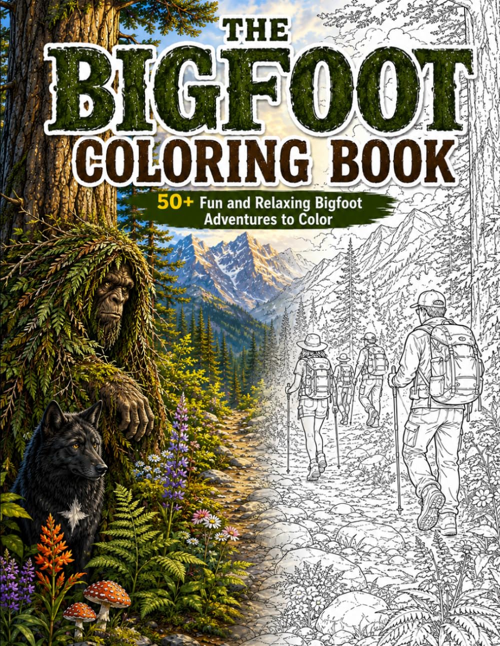THE BIGFOOT COLORING BOOK 50+ Detailed Coloring Pages of Forests, Mountains, Wildlife, and Adventure (Coloring Books for Adults and Kids - Ghostlight ... - relaxation through coloring activity book.)