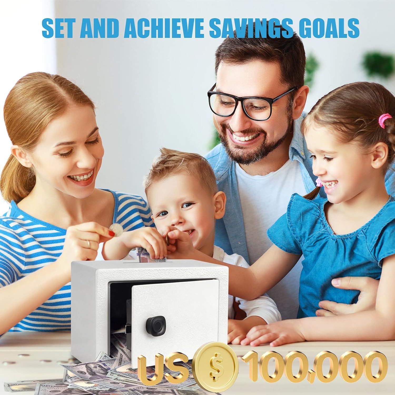 Fingerprint Piggy Bank Safe for Adult, Biometric Large Metal Money Bank, Boy and Girl Coin Jar for Honeymoon Trips, Birthday Gifts, College Funds, Car Funds, Home Savings