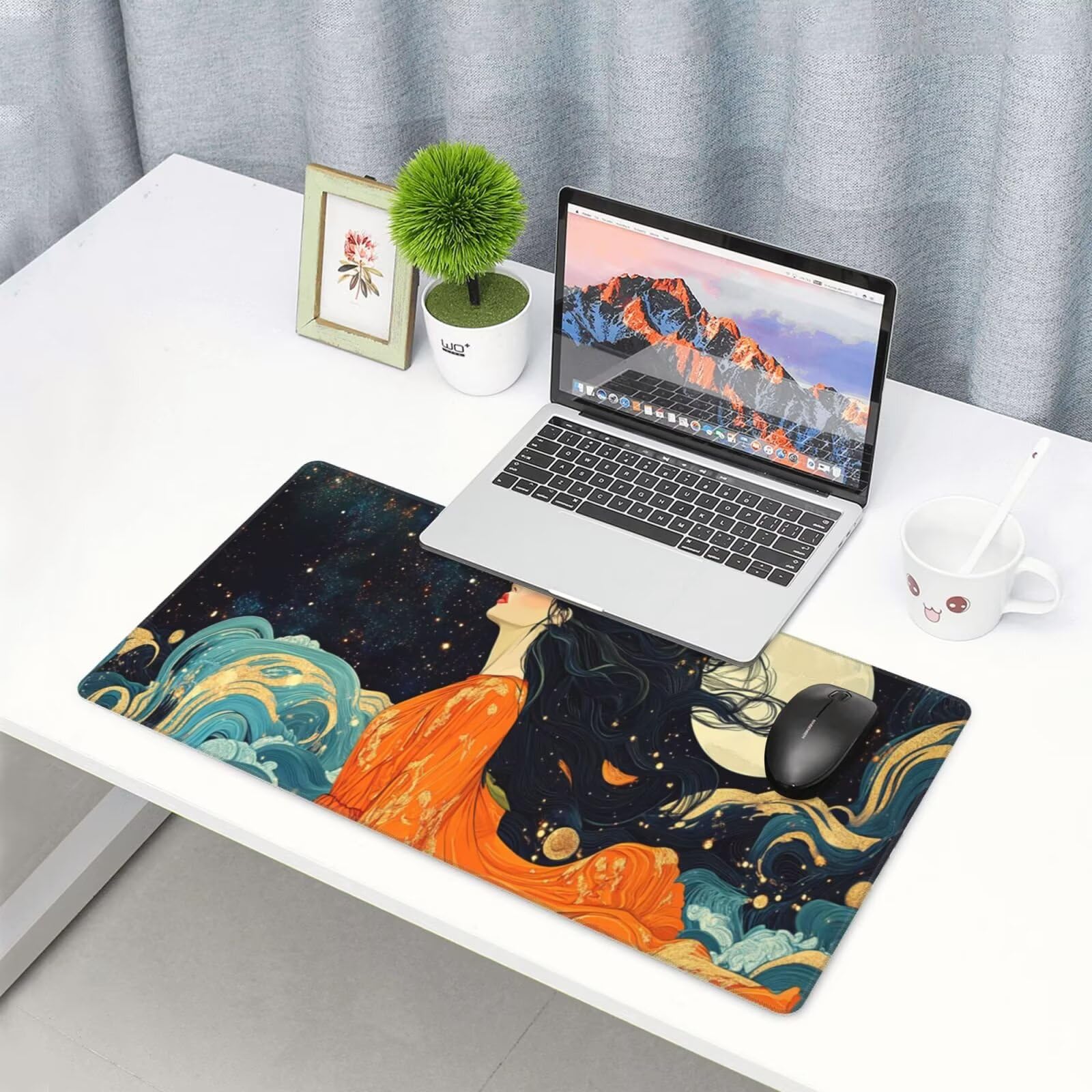 Żółta podkładka pod mysz XXL Beauty mata na biurko 1600 x 800 x 3 mm zmywalna podkładka do gier na laptopa, z antypoślizgową gumową podstawą do gier, PC, pracowników biurowych Y491