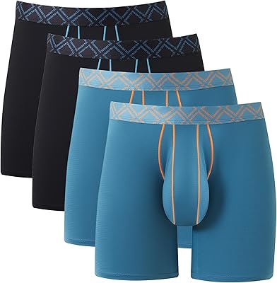 Men's Bulge Enhancing Pouch Boxer Briefs 4 Pack, Breathable Sports Underwear for Men, Moisture-Wicking and Cool