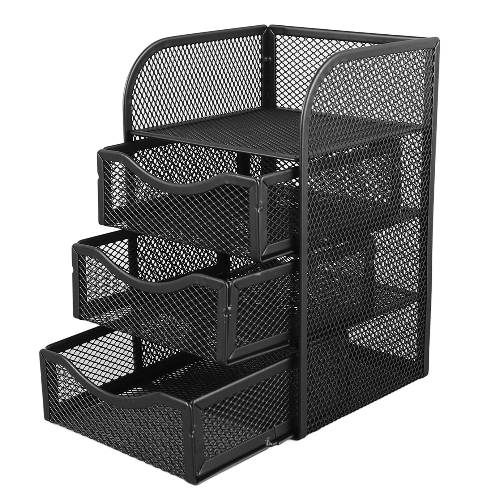 Organizer da scrivania con 3 cassetti in rete metallica antiscivolo organizer da scrivania per forniture per ufficio cancelleria nero prodotti per ufficio accessori da scrivania organizzatori