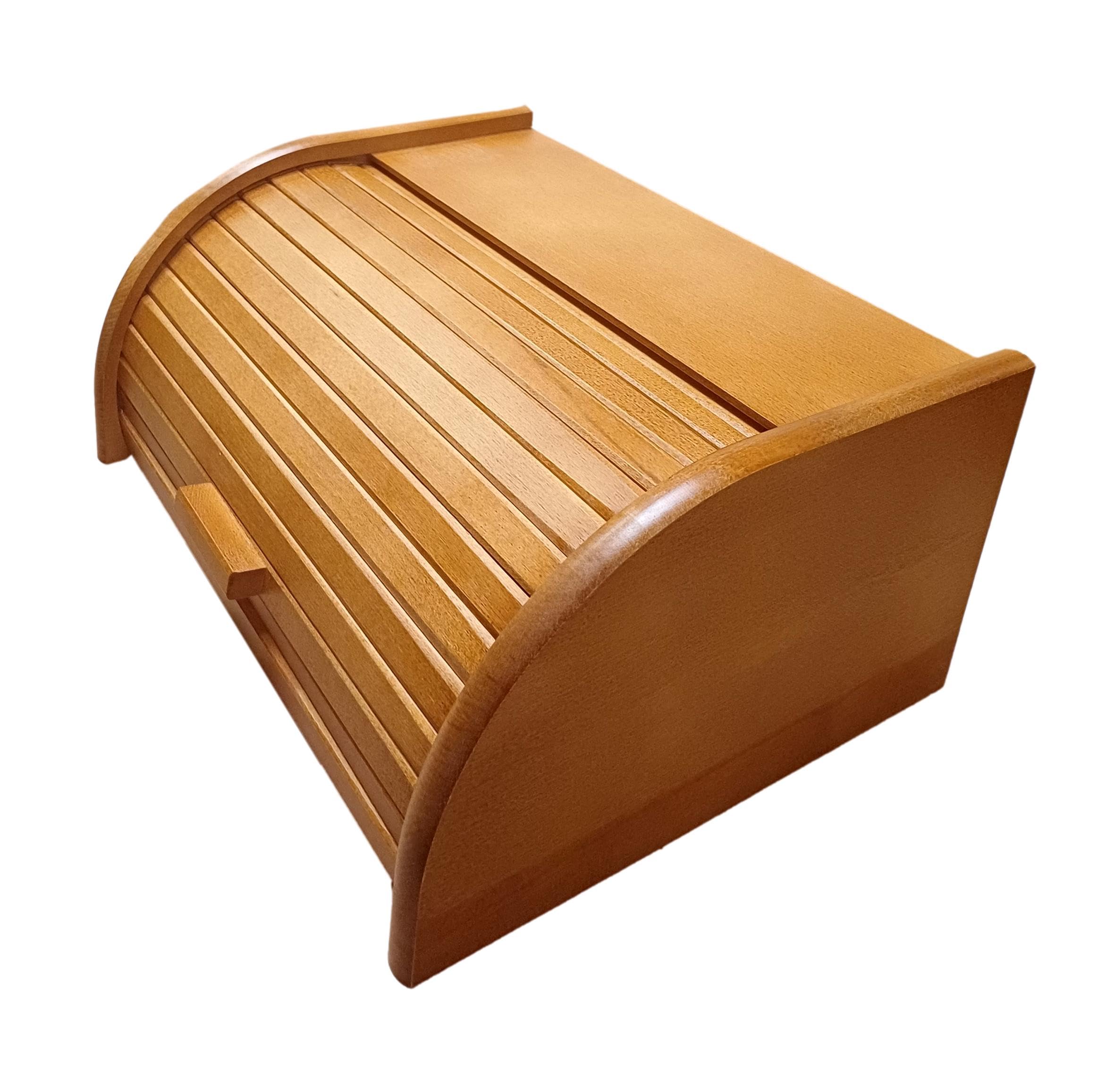 Wooden World - Rustikale Holz-Brotbox, S, Braun, Zusammenklappbar, Rechteckig, Roll-Up, Handwäsche, 16 x 31 x 26 cm, 3.31 pounds, 15600 cc, 1 Count