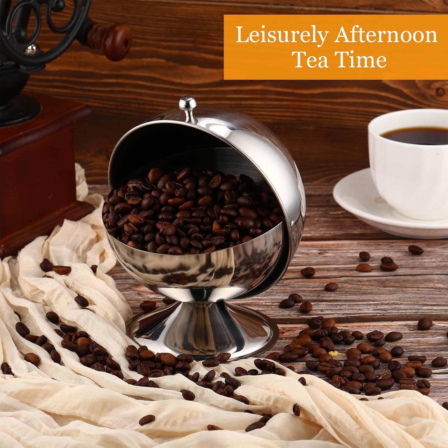 4 Pack Stainless Steel Sugar Bowl with Roll Top Spherical Sugar Cube Holder Multipurpose Sugar Cube Container Cookies Mints Treats Candy Jar for Home Office Kitchen Party Supplies