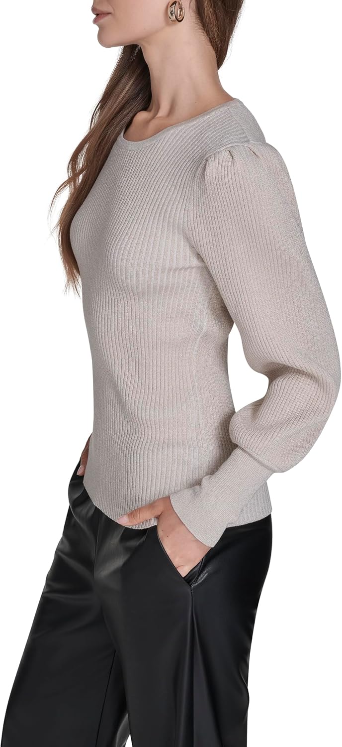 Halston Women's Round Neck Shimmer Sweater