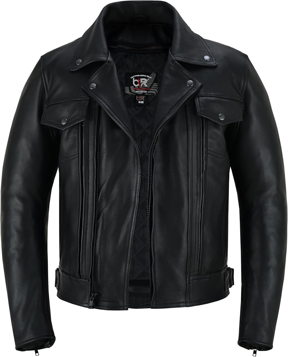 Overlord - Men's CE-Approved Motorcycle Leather Jacket - Full Grain Cowhide Removable Armour Biker Jacket
