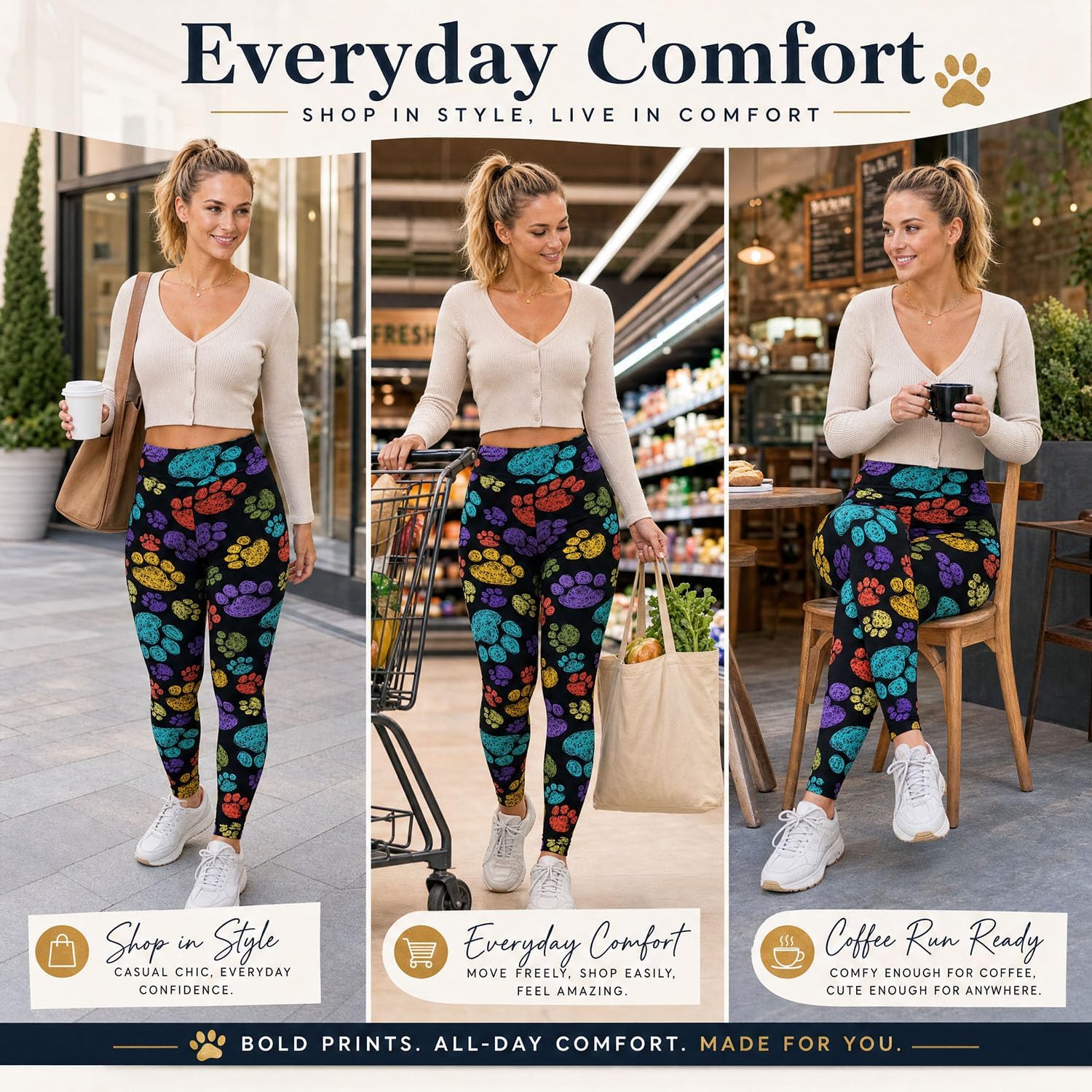 acdiac Women's Fashion Print Leggings Yoga Pants Cartoon Patterns One Size for Fitness Jogging Gymnastics