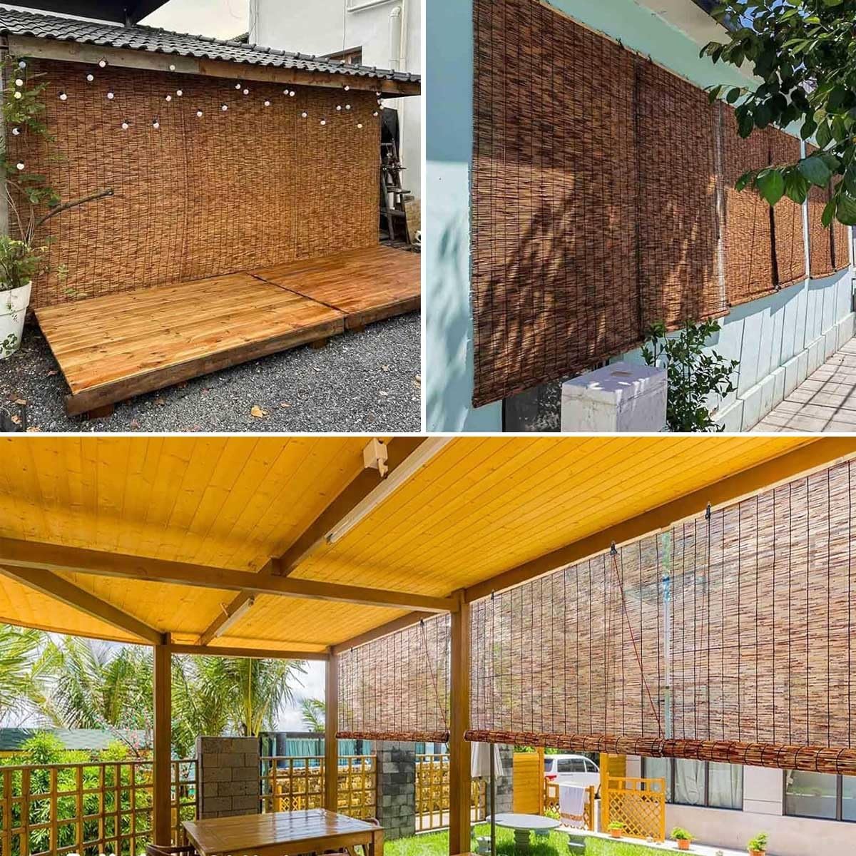 Outdoor Bambusrollo Wetterfest Sichtschutz, Sonnenschutz Bambus Rollos, 60 80 90 100 110 120 130 140 150 160cm Breite Bambus Jalousie, für Balkon Terrasse Veranda Pergola (Size : W140xH280CM)