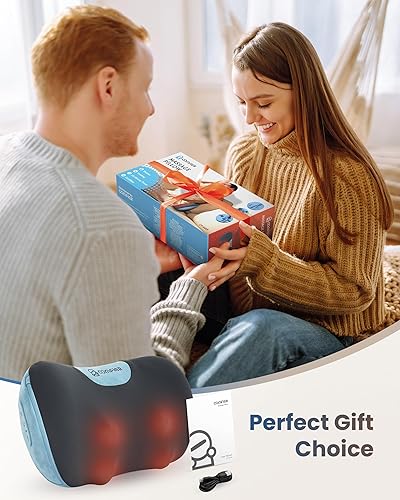 Miniatura 8 de COMFIER Masajeador inalámbrico de cuello y espalda con calor, almohada de masaje recargable para cuello, espalda y hombros, masajeador de espalda de