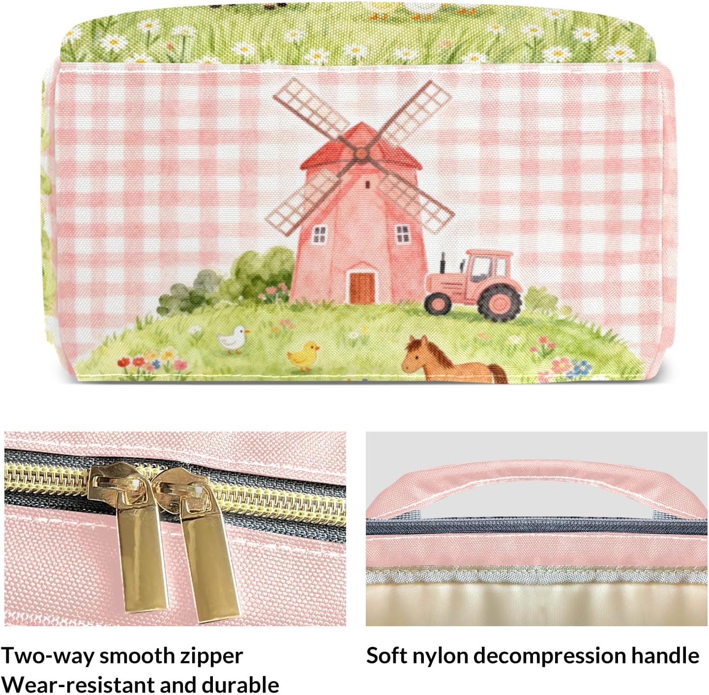 Personalized Large Capacity Red House Farm Animals Diaper Bags,Custom Name Backpack Casual Daypack Bag Nappy Bag Backpack Gifts for Girls Boys
