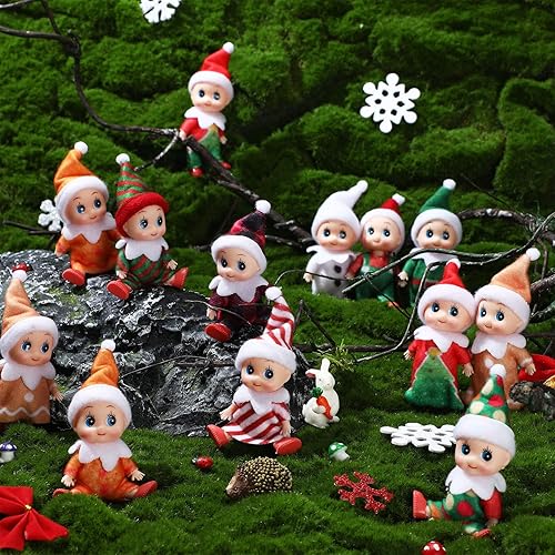 Miniatura 6 de Liliful 26 piezas de muñeca pequeña de Navidad de operación, juguetes de peluche para decoración en miniatura, accesorios de Navidad, suministros de