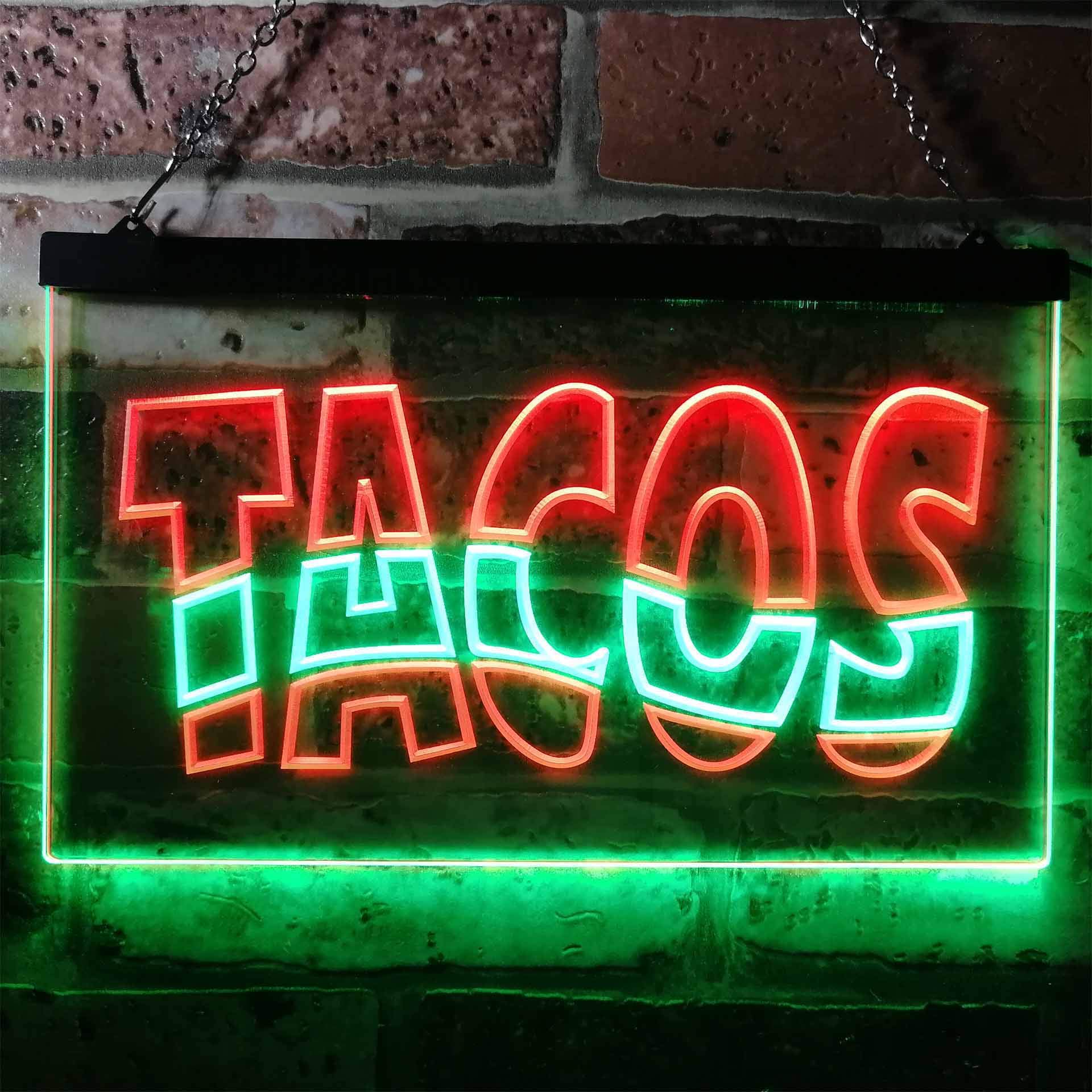 ADVPRO Mexican Tacos Restaurant Bar Dual Color LED Enseigne Lumineuse Neon Sign Vert et Rouge 600 x 400mm st6s64-i0093-gr
