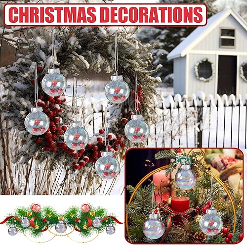Miniatura 6 de Esferas de adornos iridiscentes de 2.5 pulgadas, 12 bolas de Navidad transparentes de plástico para manualidades, fiestas, árbol de Navidad,