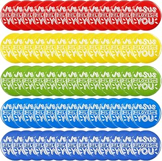 Liliaafar 60 Pcs Jesus Loves You Button Pins 1.5 Inch Christian Religious Pin Badge Inspirational Jesus Party Favors for He is Risen Easter Church Baptism Gifts Sunday Event Birthday Party Supplies