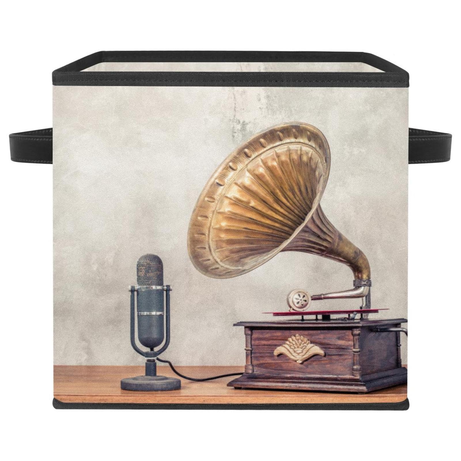 Boîte de rangement pour vêtements et jouets motif phonographe de chambre