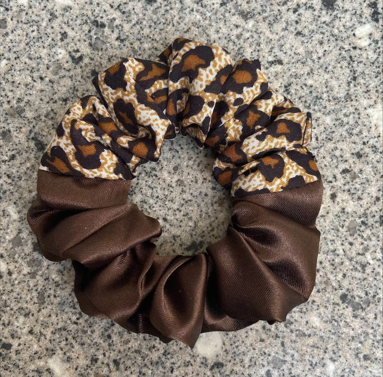 Silky Satin Scrunchies Ponytail Holders for Girls Women Multicolor Unicorn Holographic Hair Tie (Brown-Animal Print)