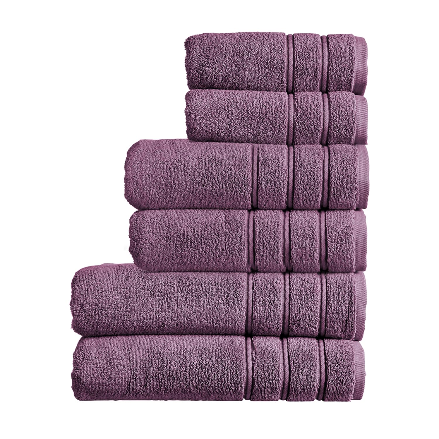 Christy Fig Antalya Family Towel Set | 6 Piece | 100% Turkish Cotton | 600Gsm | Soft Plush Luxury Towel Set | 2 Bath Sheets 2 Bath Towels 2 Hand Towels | Quick Dry | Purple
