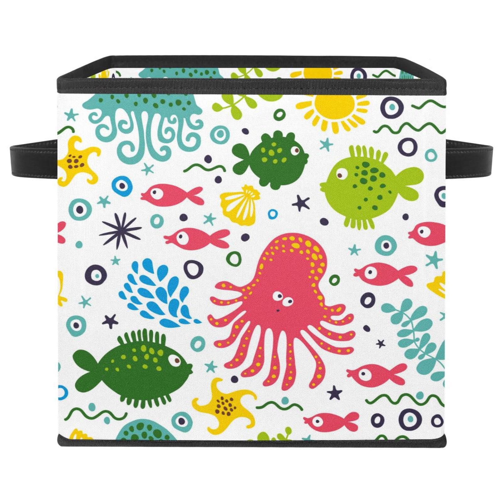 Bacs avec poignées pour placard et maison motif poisson