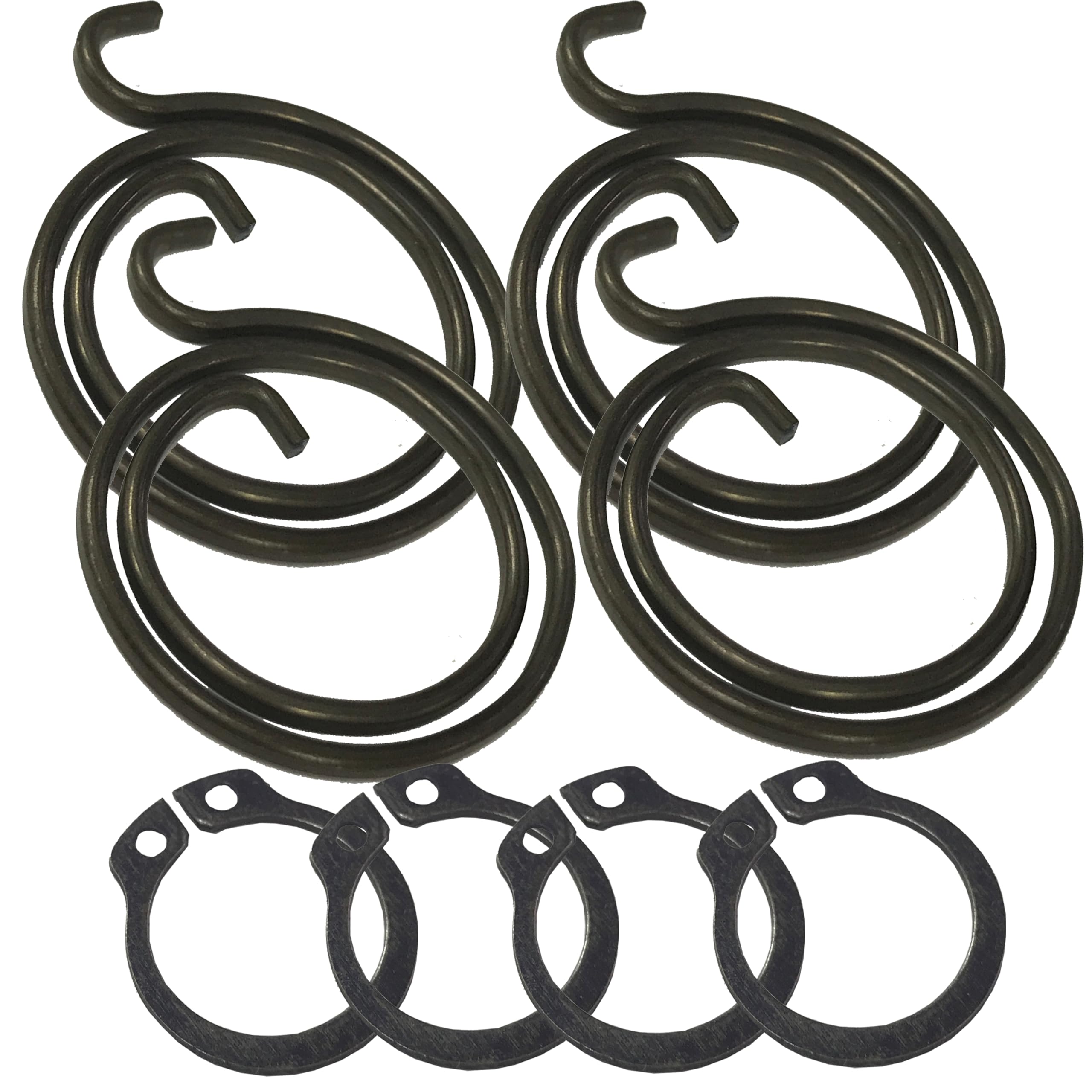 Door Handle Spring & Circlip Repair Kit, Pack of 4 Sets – 2 Turn 1.8mm Light Duty Metal Coil Springs with Matching Circlips for Interior Lever Handles, Lever-on-Rose & Backplate Door Repair
