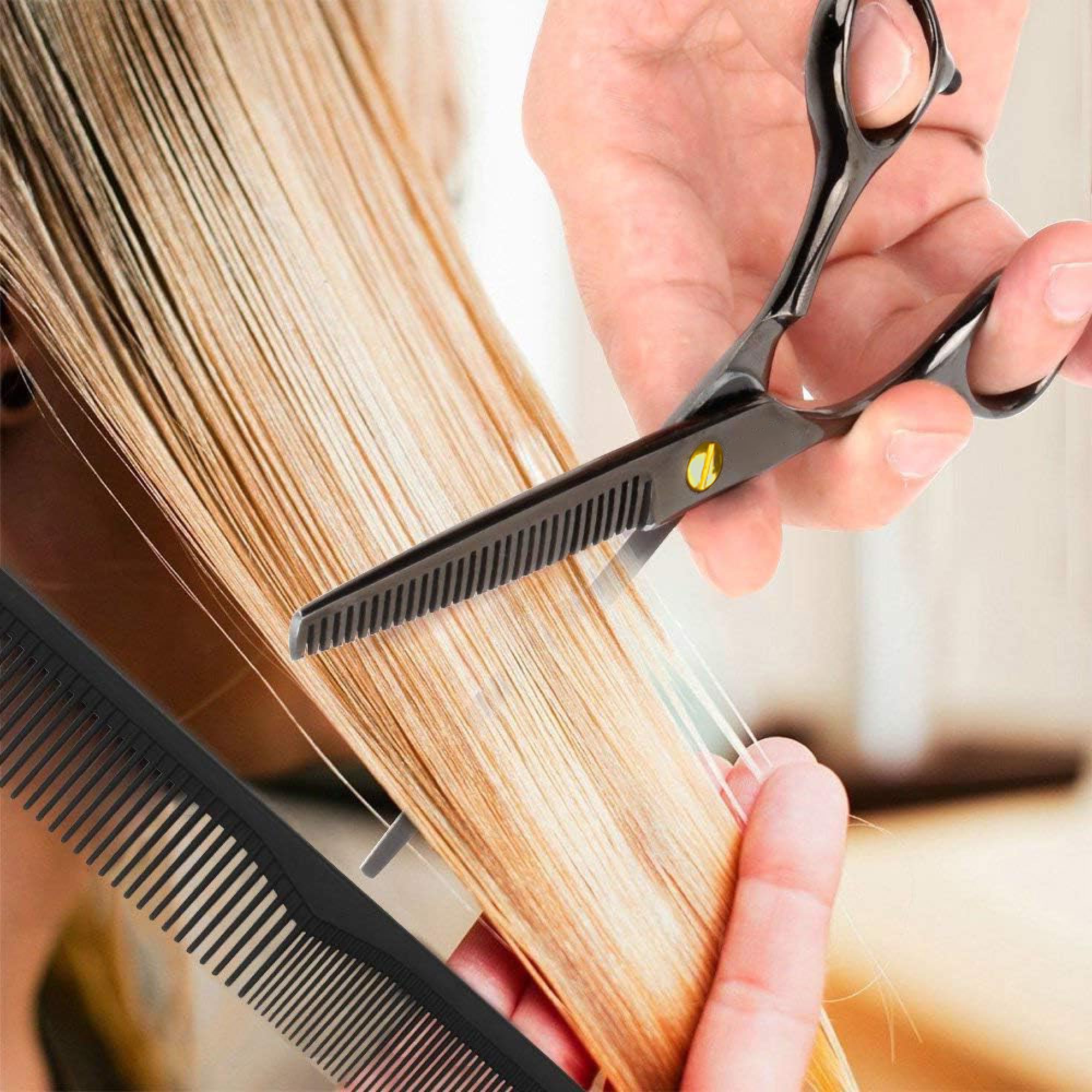 Tijeras de Peluqueria Profesional OCBA 6.0 Pulgadas Tijera de Corte de Pelo Set Negro