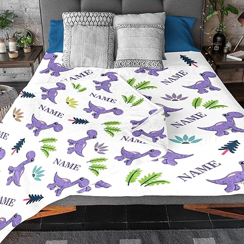 Miniatura 3 de Manta de dinosaurio personalizada con nombre, mantas con nombre personalizado para bebés niños y niñas, mantas de bebé personalizadas con diseño