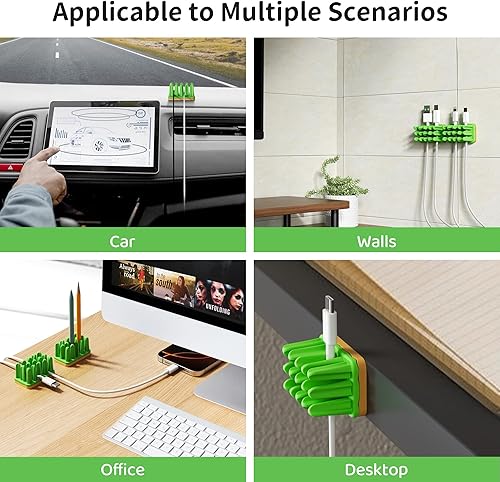 Miniatura 7 de ELETIUO Paquete de 2 organizadores de cables de césped, soporte de alambre de césped de silicona con base adhesiva, gestión de cables de escritorio