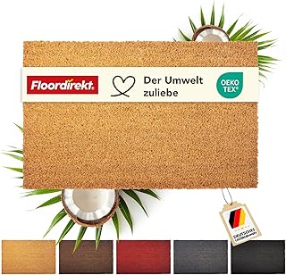 Floordirekt Fußmatte für Innen und Außen, 80x100 cm Natur, Türmatte aus Kokos, Schmutzfangmatte für Haustür, rutschfeste Fussmatte, Kokosmatte, Fußabtreter, Fussabstreifer (17mm)