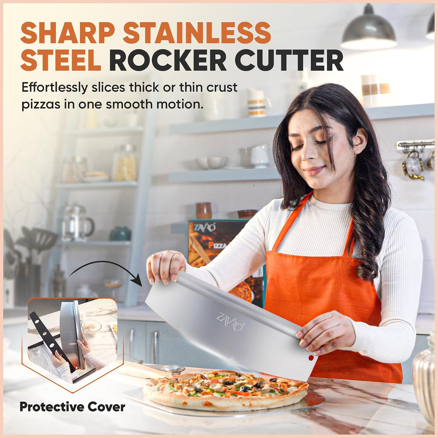Aluminum Pizza Peel & Stainless Steel Rocker Cutter Set - 12 x 14 Inch Metal Pizza Paddle,Foldable Wooden Handle,Storage Bag, Lightweight Pizza Spatula for Home and Outdoor Pizza Oven