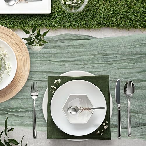 Miniatura 7 de Camino de mesa de gasa bohemio de 35 x 118 pulgadas, 2 piezas de gasa bohemia, decoración rústica de tela de queso para boda, boda, baby shower,