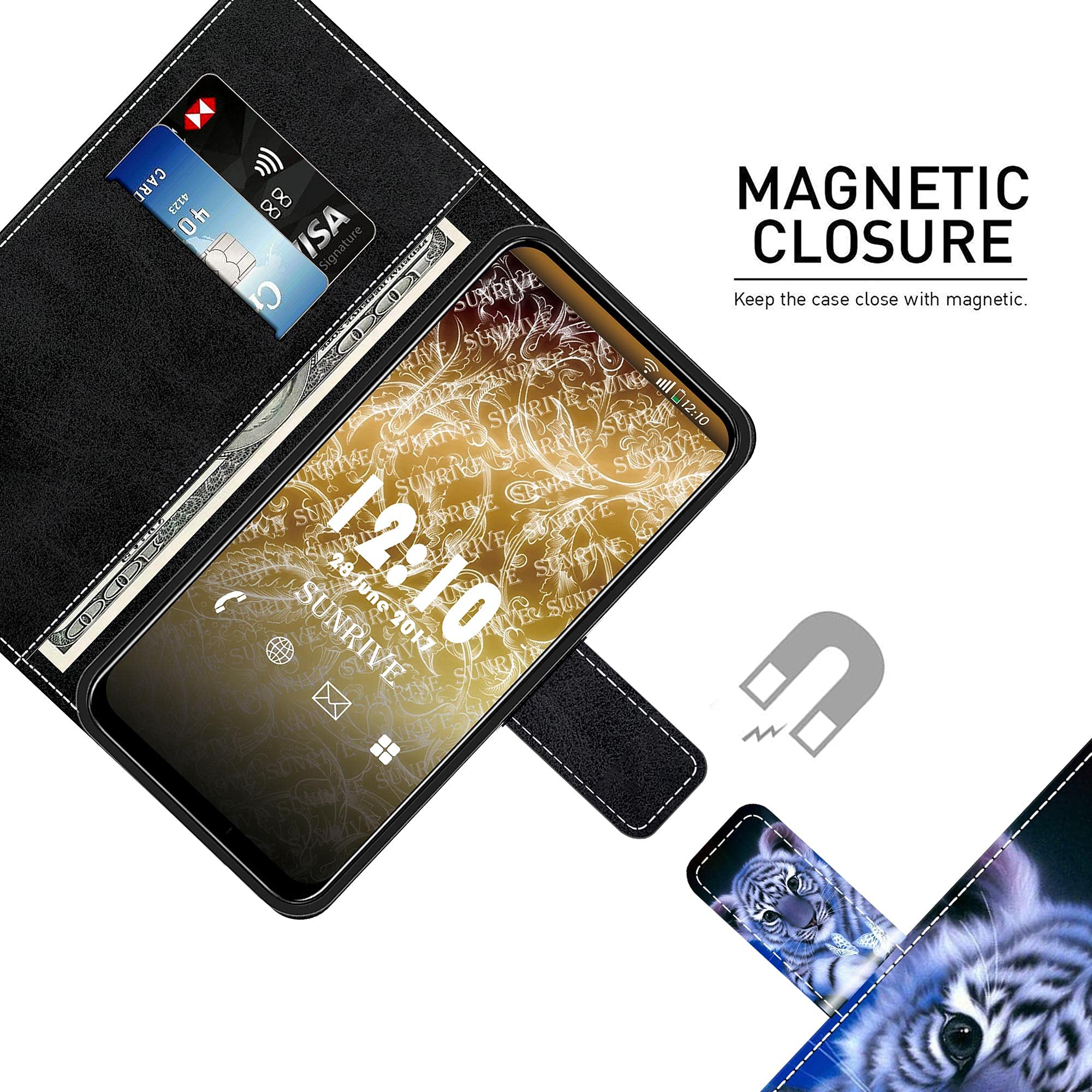Custodia Oppo RX17 Neo A Portafoglio In Pelle PU – Flip Cover Con Supporto E Chiusura Magnetica – Design Tigre (Q-tigre)
