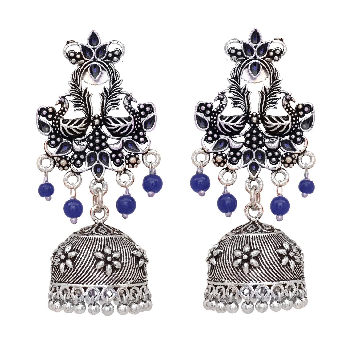 V L IMPEX Oxidized Silver Brass Earrings For Womens & Girls, Blue (B07NKD7K27) Amazon Price History, Amazon Price Tracker