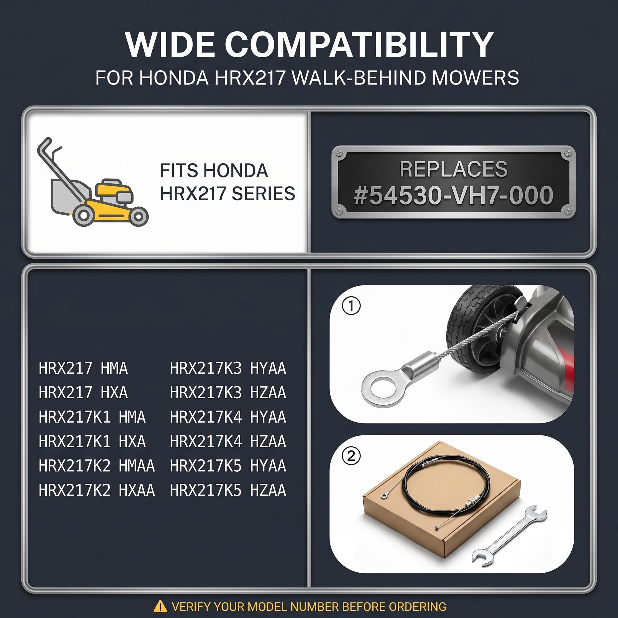 Amazon.com : 54530-VH7-000 Roto-Stop Cable Compatible with Honda