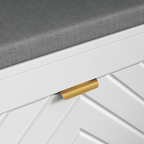 Miniatura 9 de HOMCOM Banco de zapatos, banco de entrada con 2 cajones abatibles, cojín de asiento y 2 rejillas de ventilación para 8 pares de zapatos para