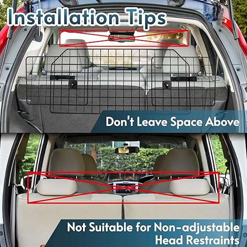 Miniatura 9 de rabbitgoo - Barrera protectora para perros en automóvil, ajustable, corte universal, resistente, malla de alambre y divisor de seguridad