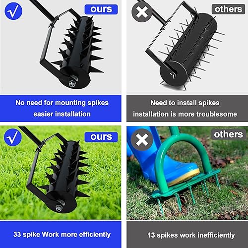 Miniatura 5 de Aireadores de césped, jardines, patios, suelo suelto en tierras de cultivo, herramienta aireadora de césped de jardinería, aireador de alta