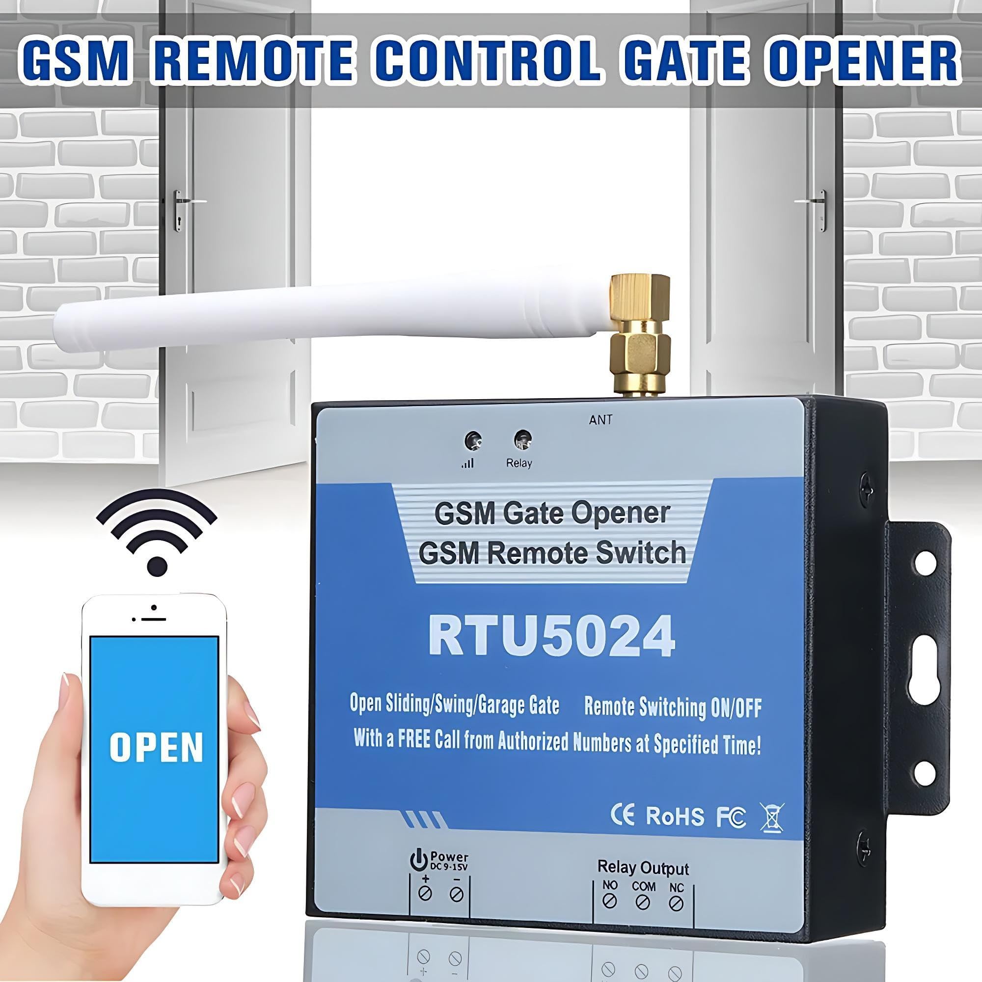 Kit Apricancello Automatico, Aggiornamento RTU5024 Interruttore Relè Apricancello GSM Telecomando Senza Fili Apriporta DC 9‑24V per Porte, Ringhiere, Persiane, Sistemi