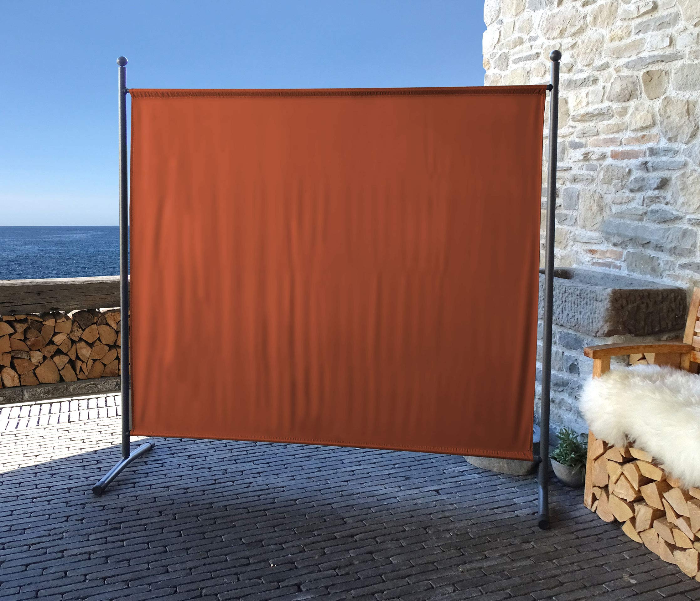 QUICK STAR Parawan 180 x 178 cm, materiałowa ścianka działowa, duża ścianka działowa, balkon, ochrona przed wzrokiem, Terra