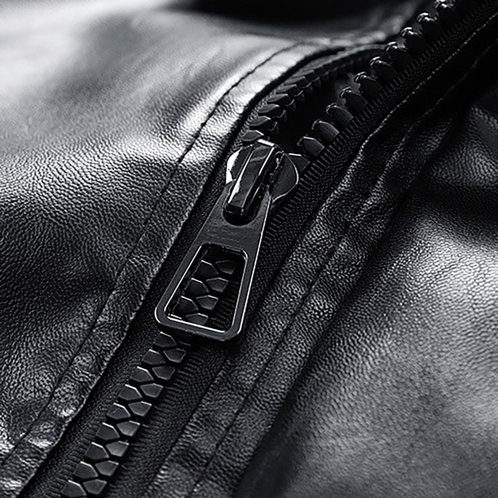 Generisch Damen Jacken Lässige Herrenjacke mit Stehkragen – Slim-Fit-Motorradjacke für Herren
